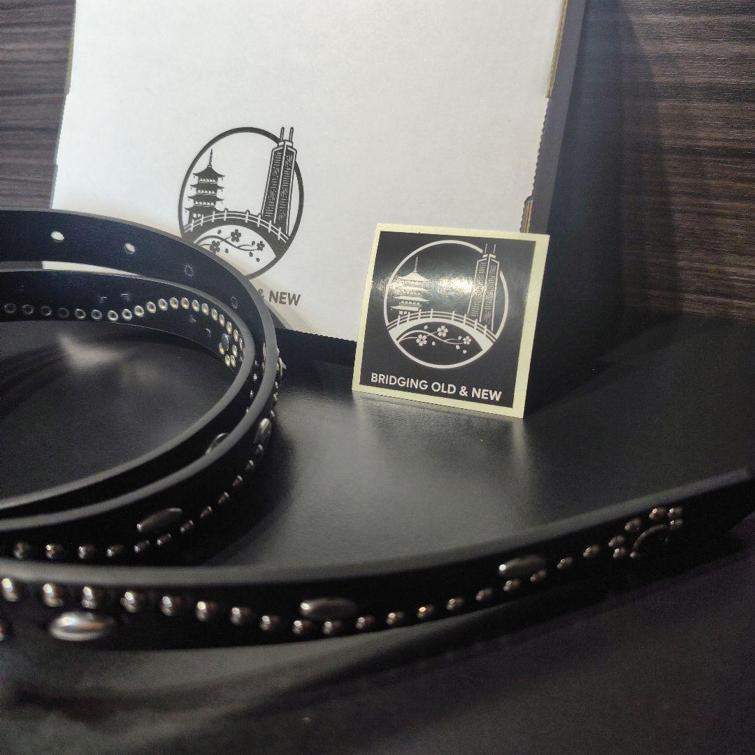 フラワー緑■本革レザーフルスタッズナローベルト☆グリーンエメラルドシルバー