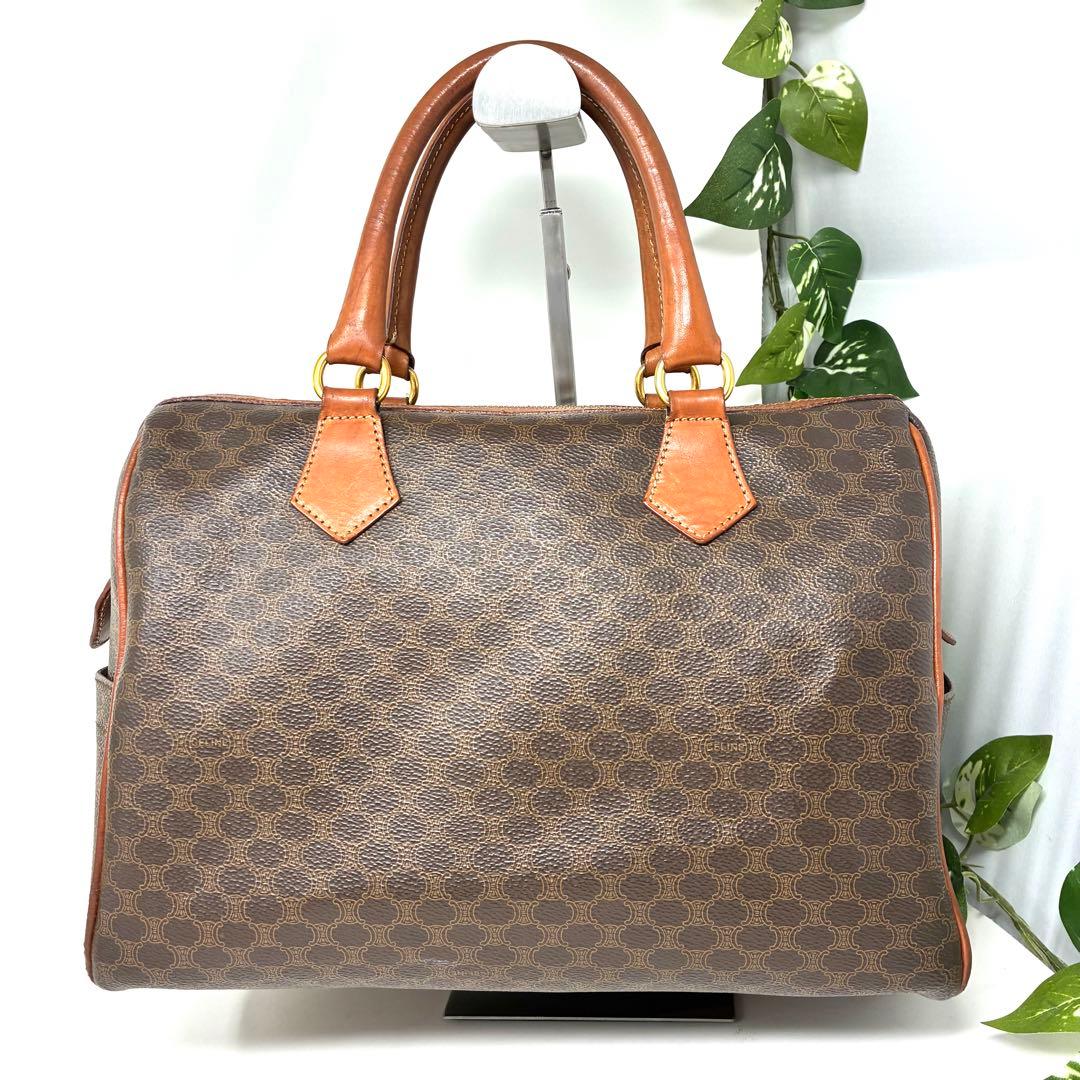 【格安ほぼ美品】CELINE セリーヌ マカダム柄 ボストンバッグ 金色モチーフ