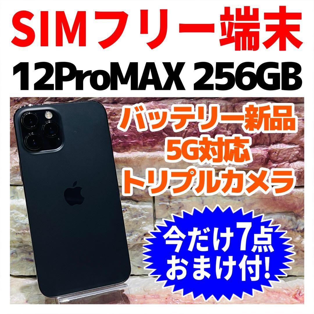 SIMフリー iPhone12ProMAX 256GB グラファイト 電池新品