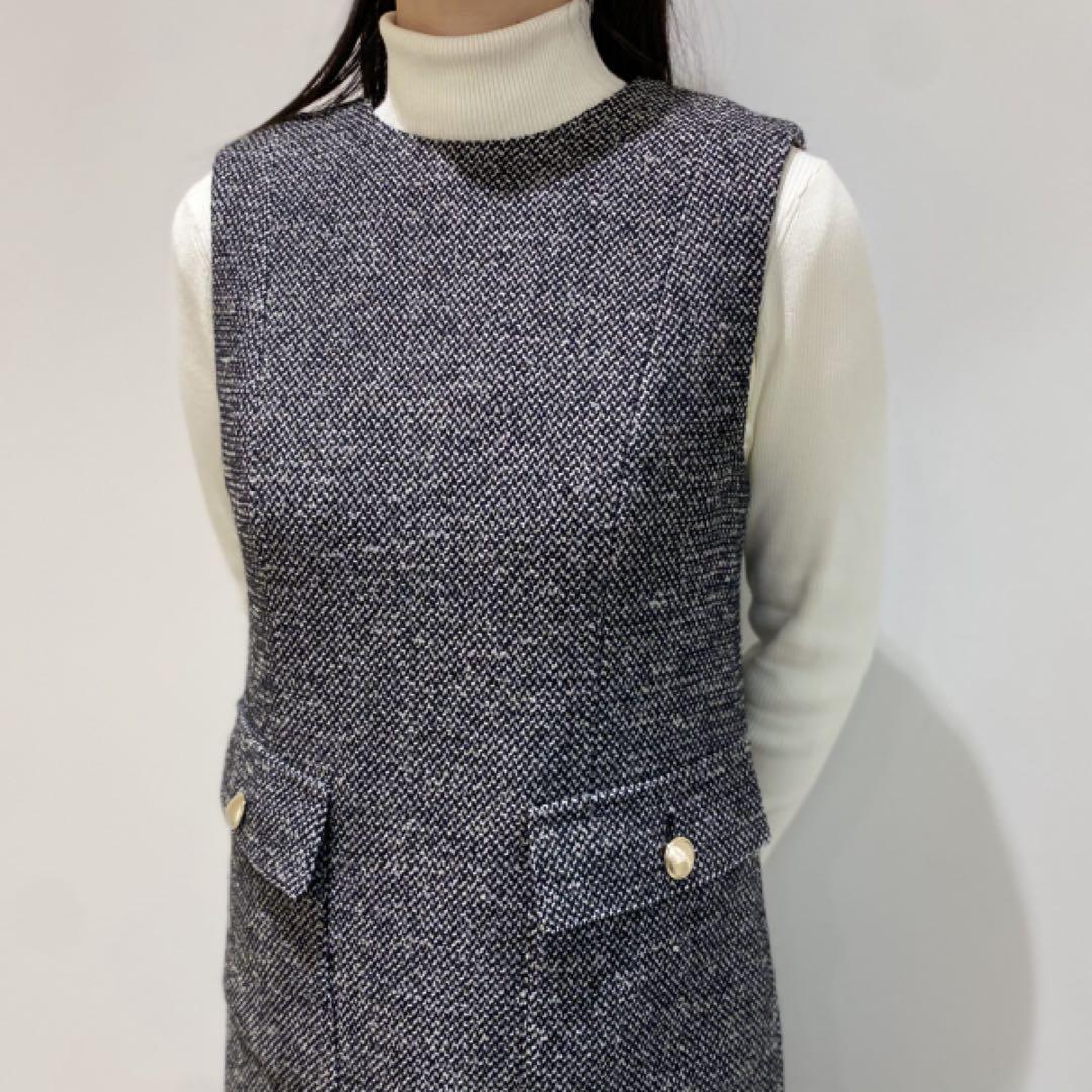 美品★M-premier★エムプルミエ★ツイードワンピース★黒★ジャンスカ