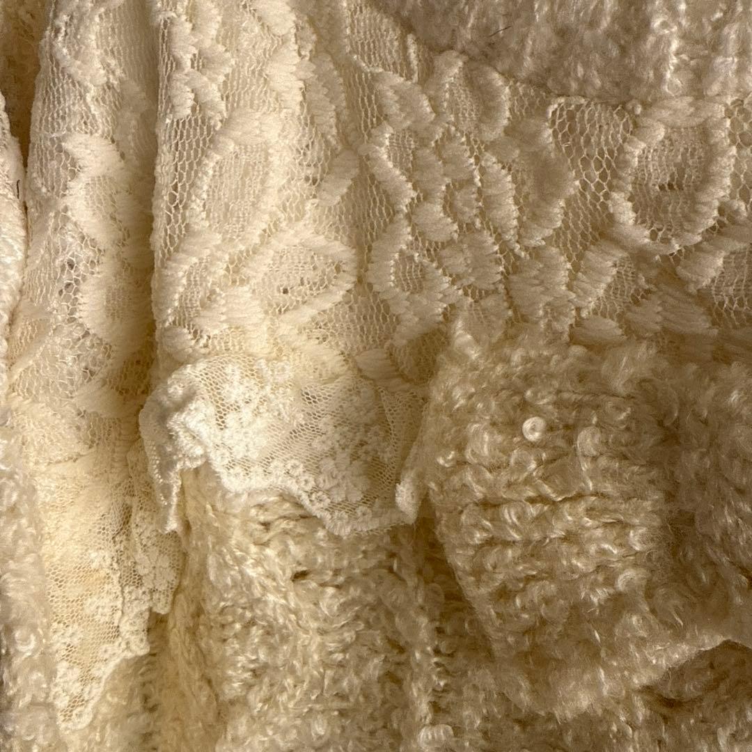 リズリサLIZ LISA ボーダー ニット レース リボン ボリューム袖 タグ付