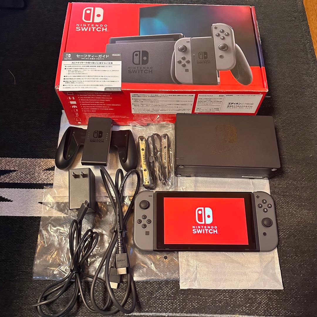 ニンテンドースイッチ本体 Joy-Conグレー 箱付 動作確認済　Switch