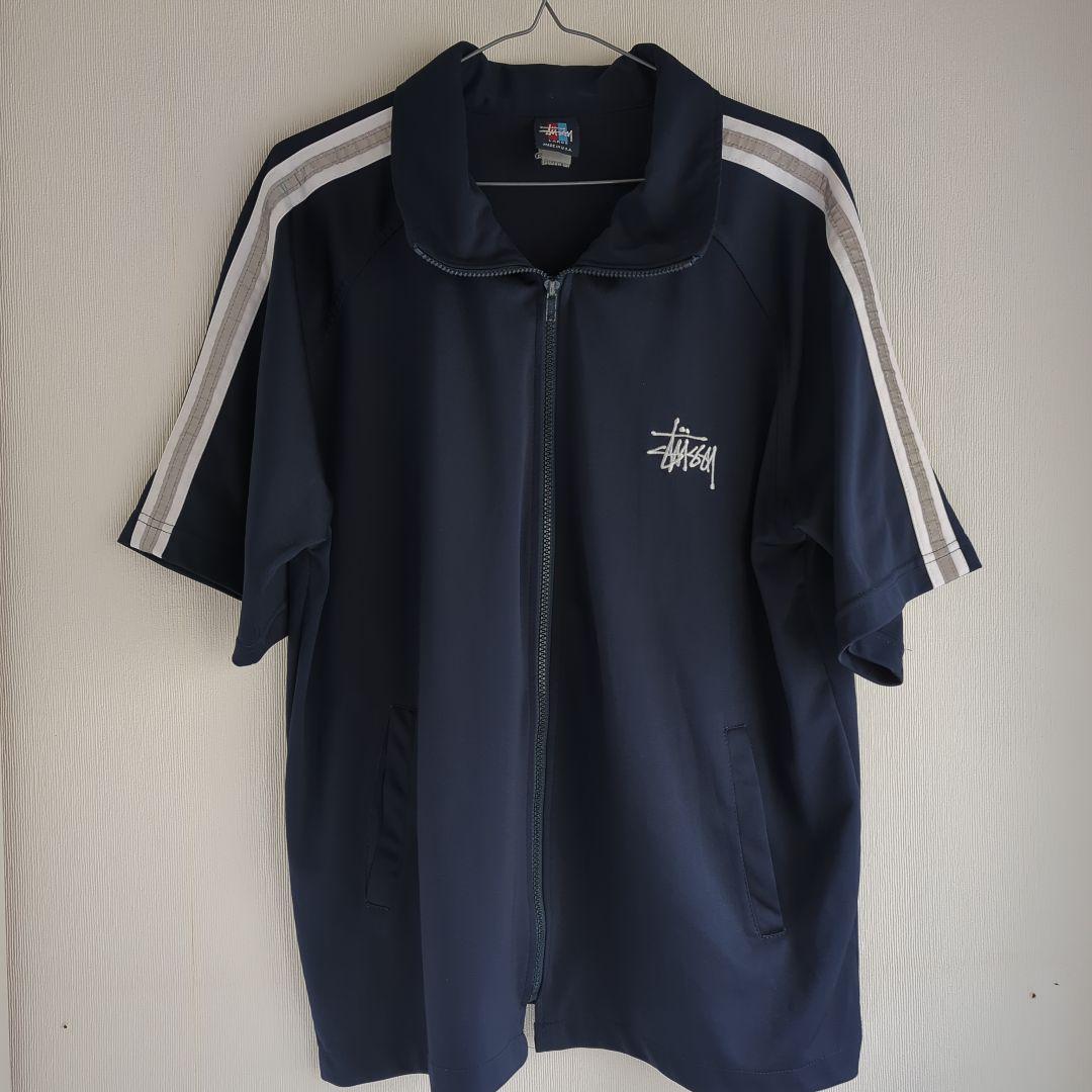 STUSSY ジャ―ジ　半袖　美品　ネイビー　ＵＳＡ製　Lサイズ