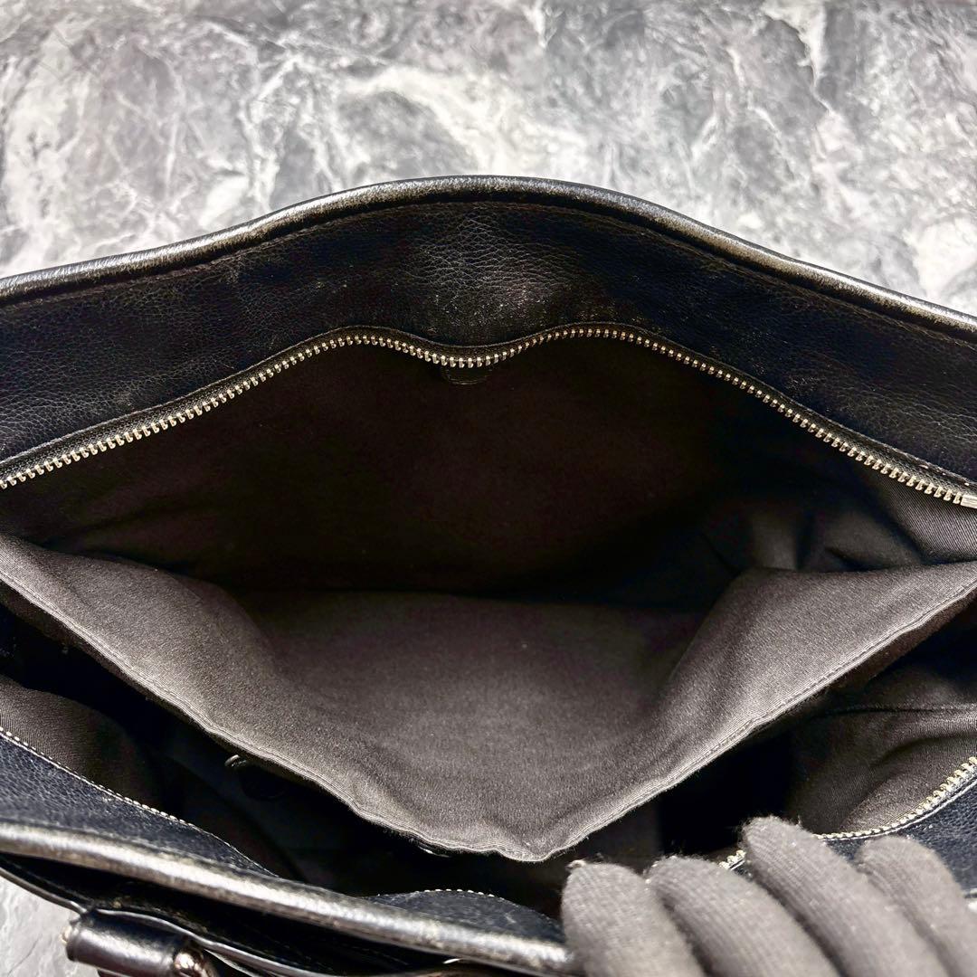 COACH メトロポリタン レザートートバッグ 2way ネイビー×ブラック