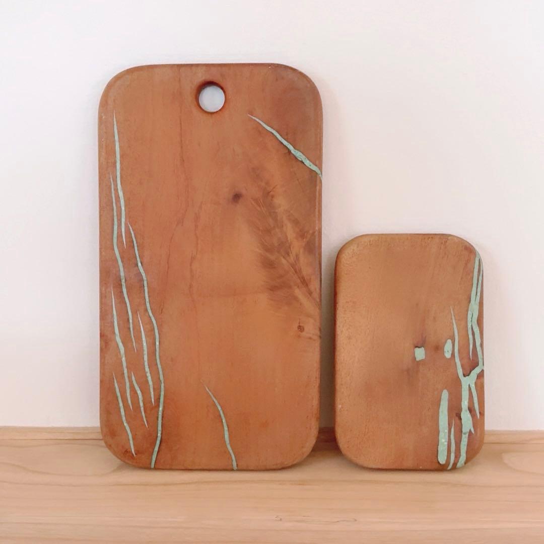 カッティングボード ターコイズインレイ まな板 2セット 天然木 アメリカ製