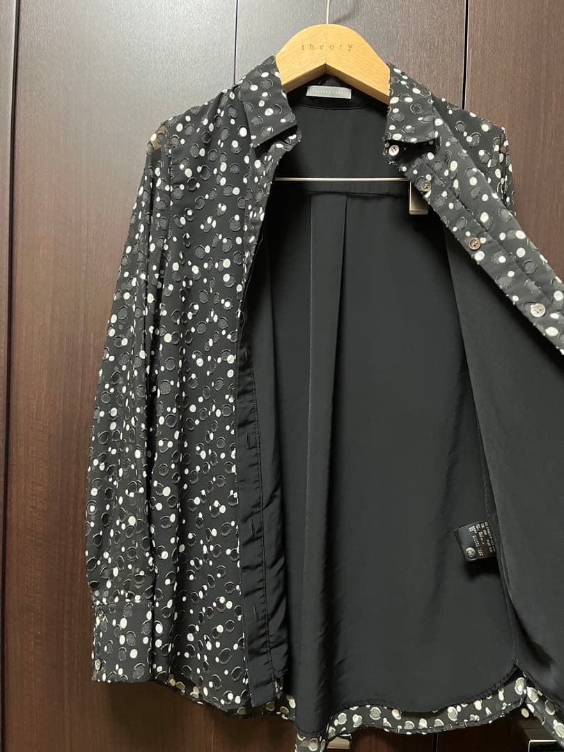 theory luxe シアー素材　ドット柄ブラウス　黒　38