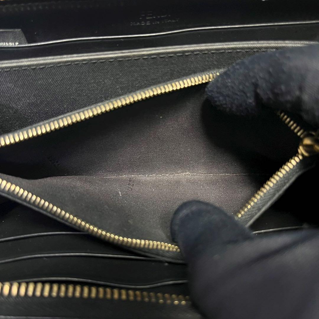 美品✨フェンディ 長財布 ラウンドファスナー モンスター バグズアイ レザー 黒