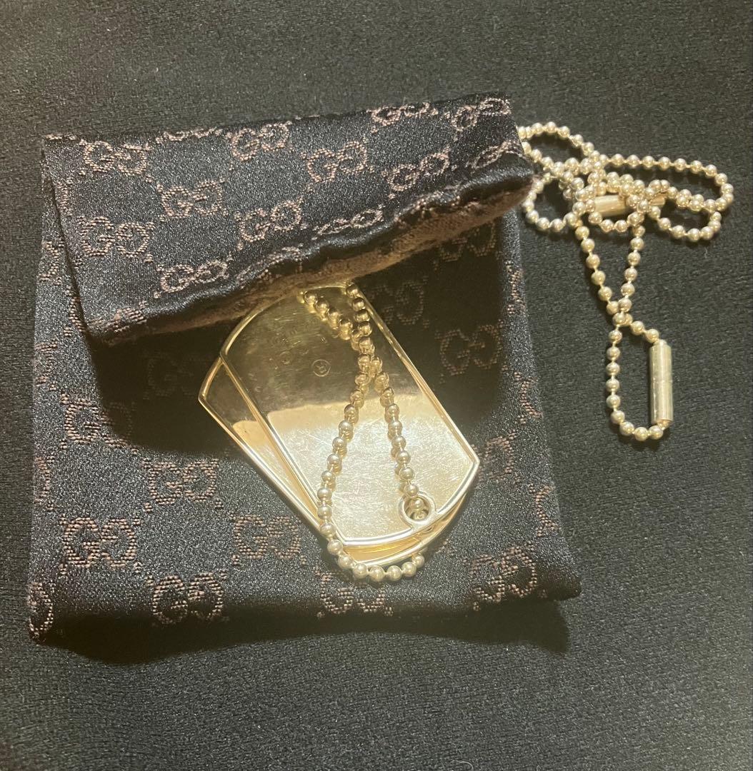 GUCCI シルバー925 ダブルドッグタグ ネックレス プレート 専用箱付き