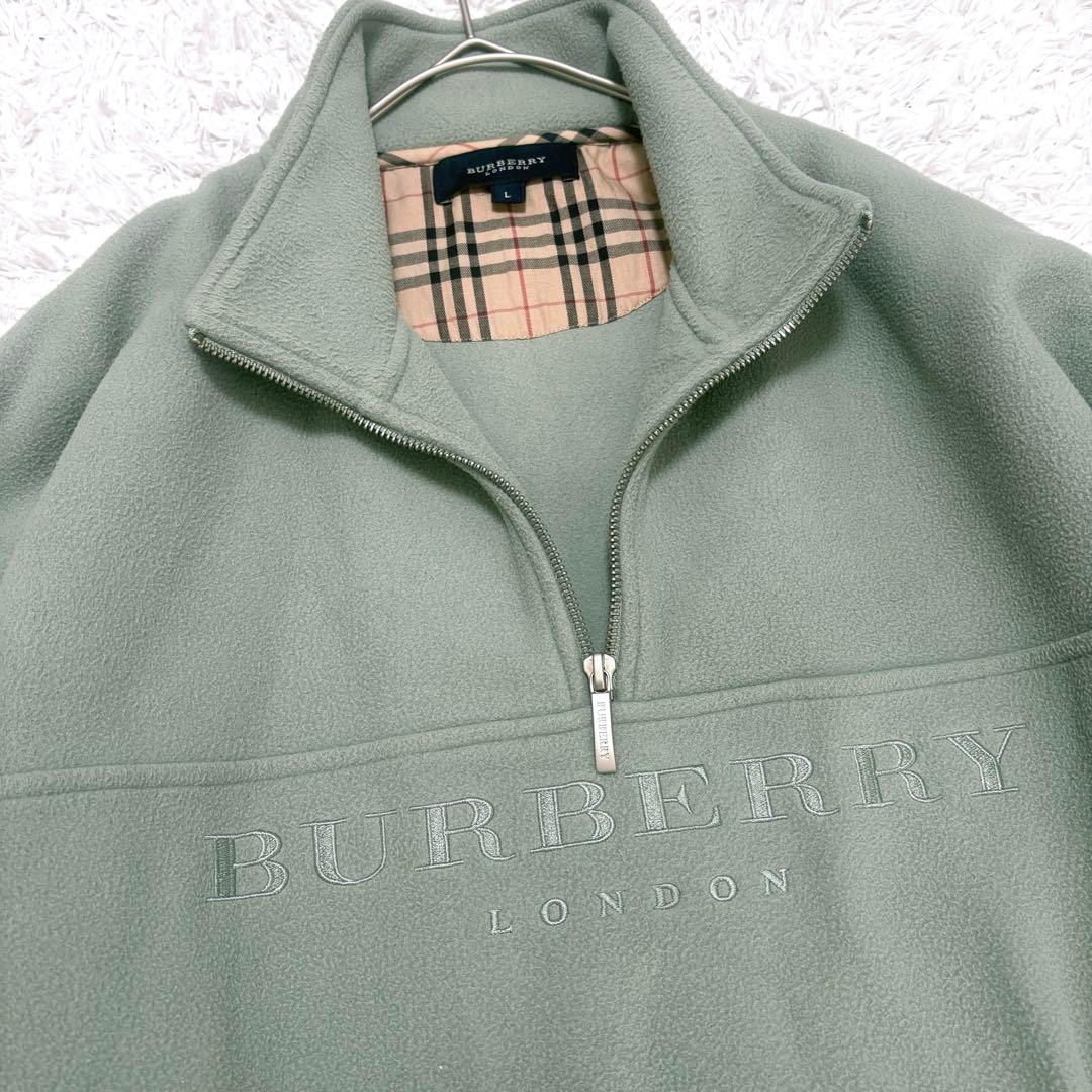 バーバリーロンドン フリースプルオーバー ハーフジップ ノバチェック デカロゴ