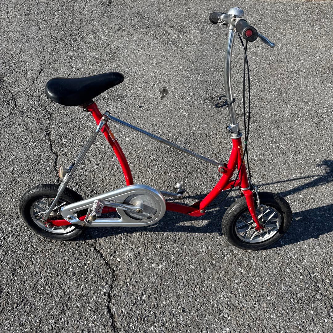 ブリヂストン、折りたたみ自転車 赤 スチールフレーム￼、ワンタッチピクニカ、