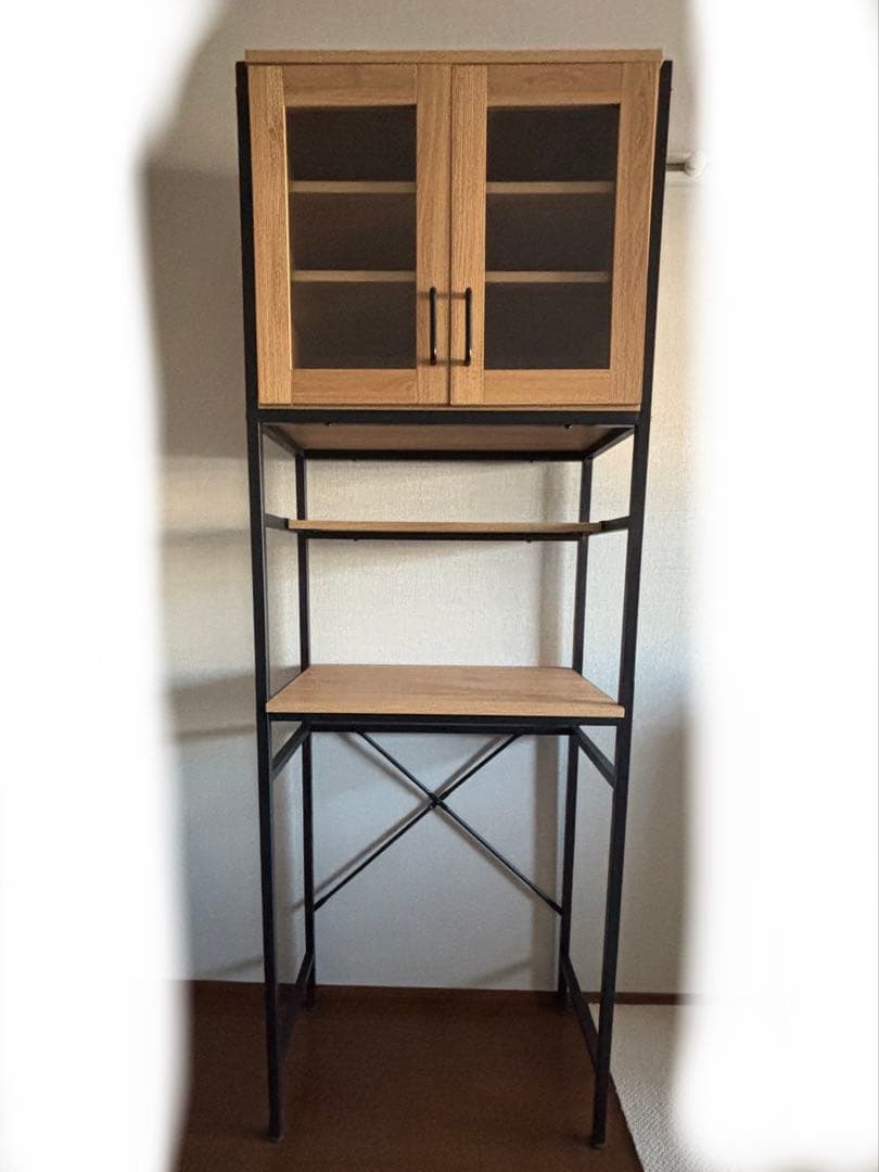 ヴィンテージ風ゴミ箱上ラック　食器棚