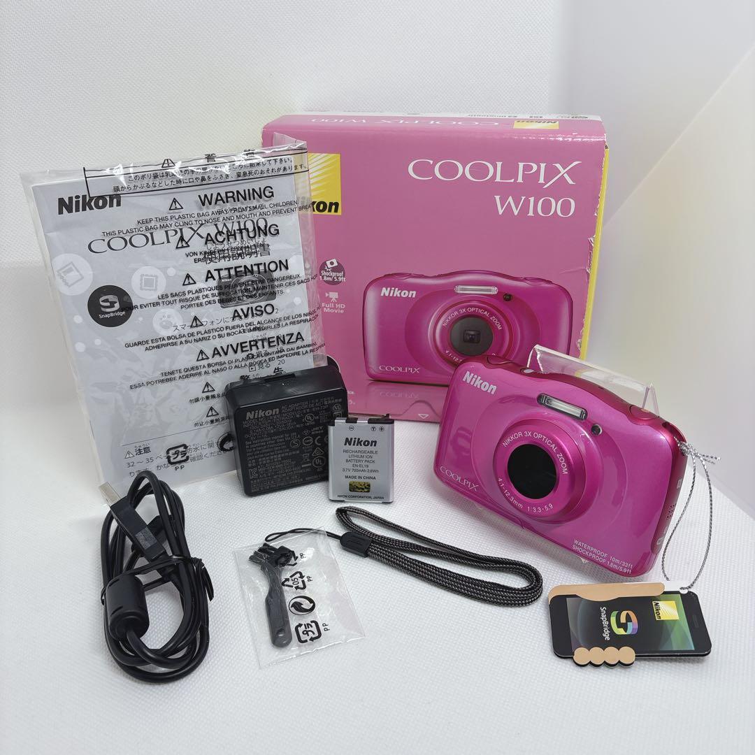 【極美品】 完品 Nikon COOLPIX W100 デジカメ ピンク