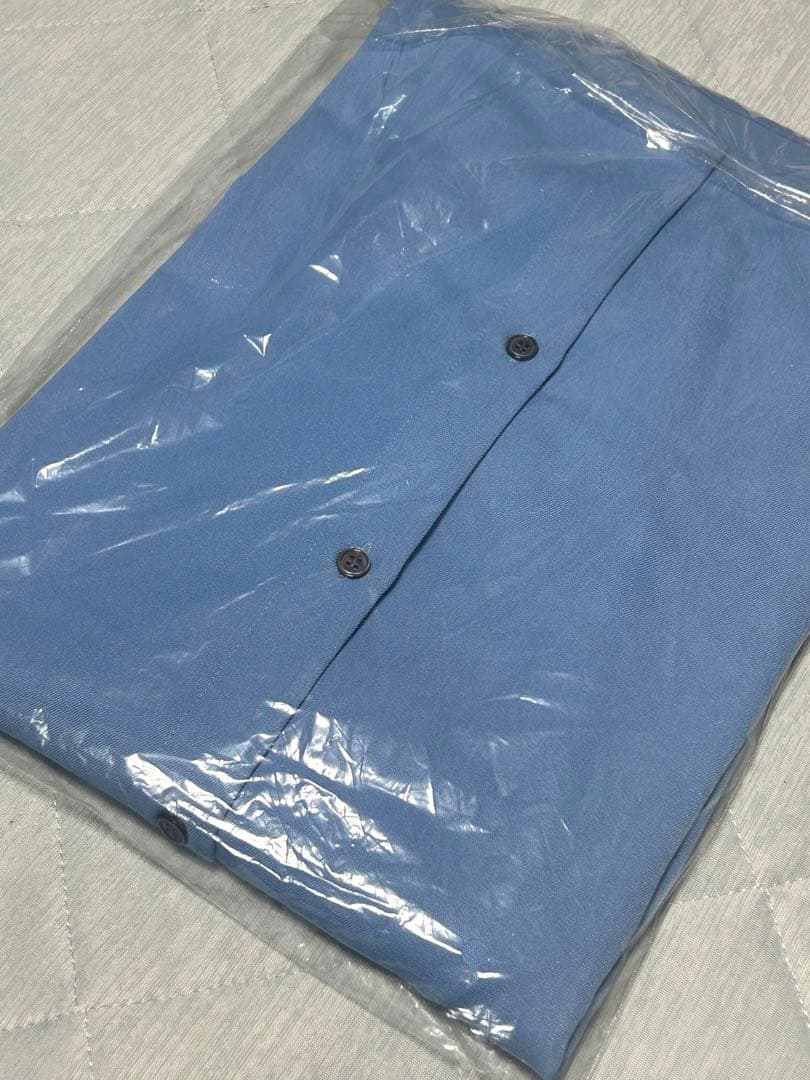 即完 CLEL ブルー S バルーン袖ルーズレギュラーカラーシャツ クレイル