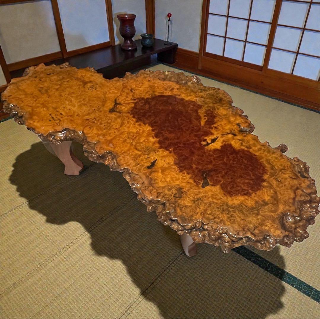天然木　花梨　一枚板　輪切　瘤　瘤杢　玉杢 総無垢　花台　座卓　ローテーブル