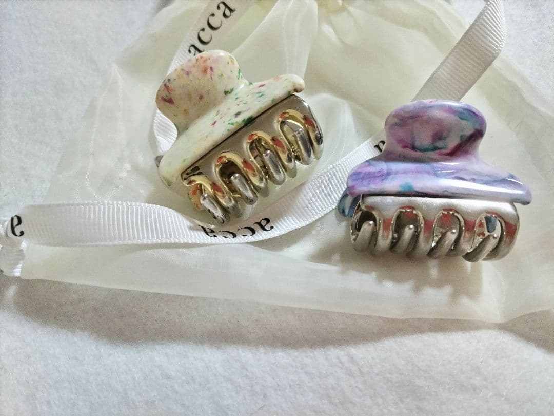 【美品/レア色】acca クリップ　マーブル　 2個セット　マルチカラー