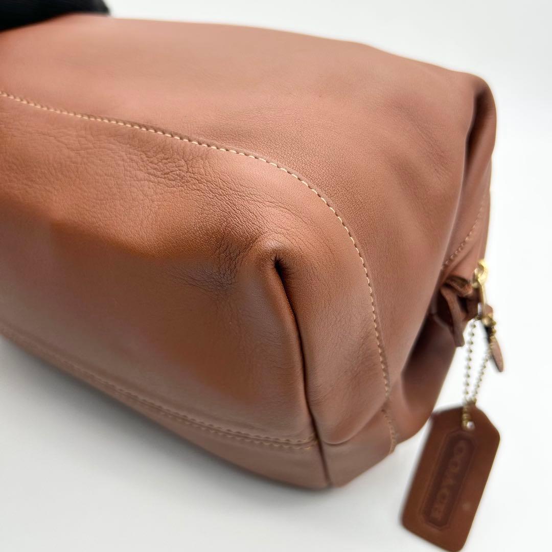 美品　オールドコーチ　クラッチバッグ　ポーチ　オールレザー　ブラウン