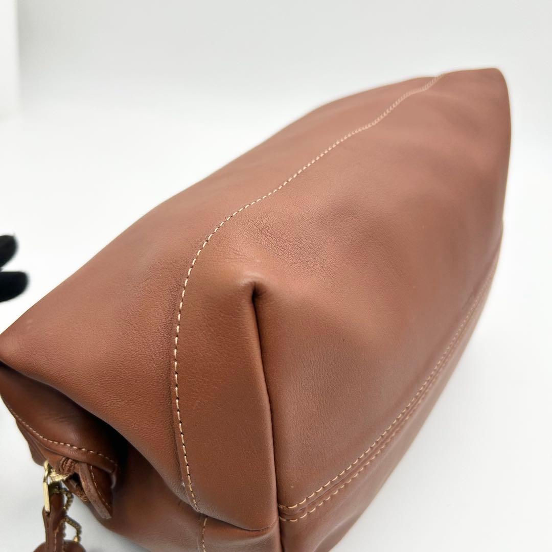 美品　オールドコーチ　クラッチバッグ　ポーチ　オールレザー　ブラウン