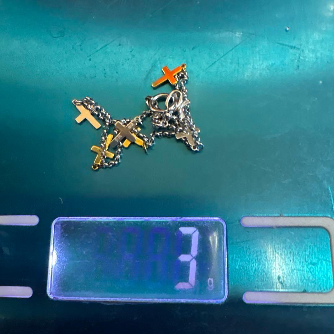 F*読様 クロスチャームブレスレット 18kwg イエローゴールド コンビ