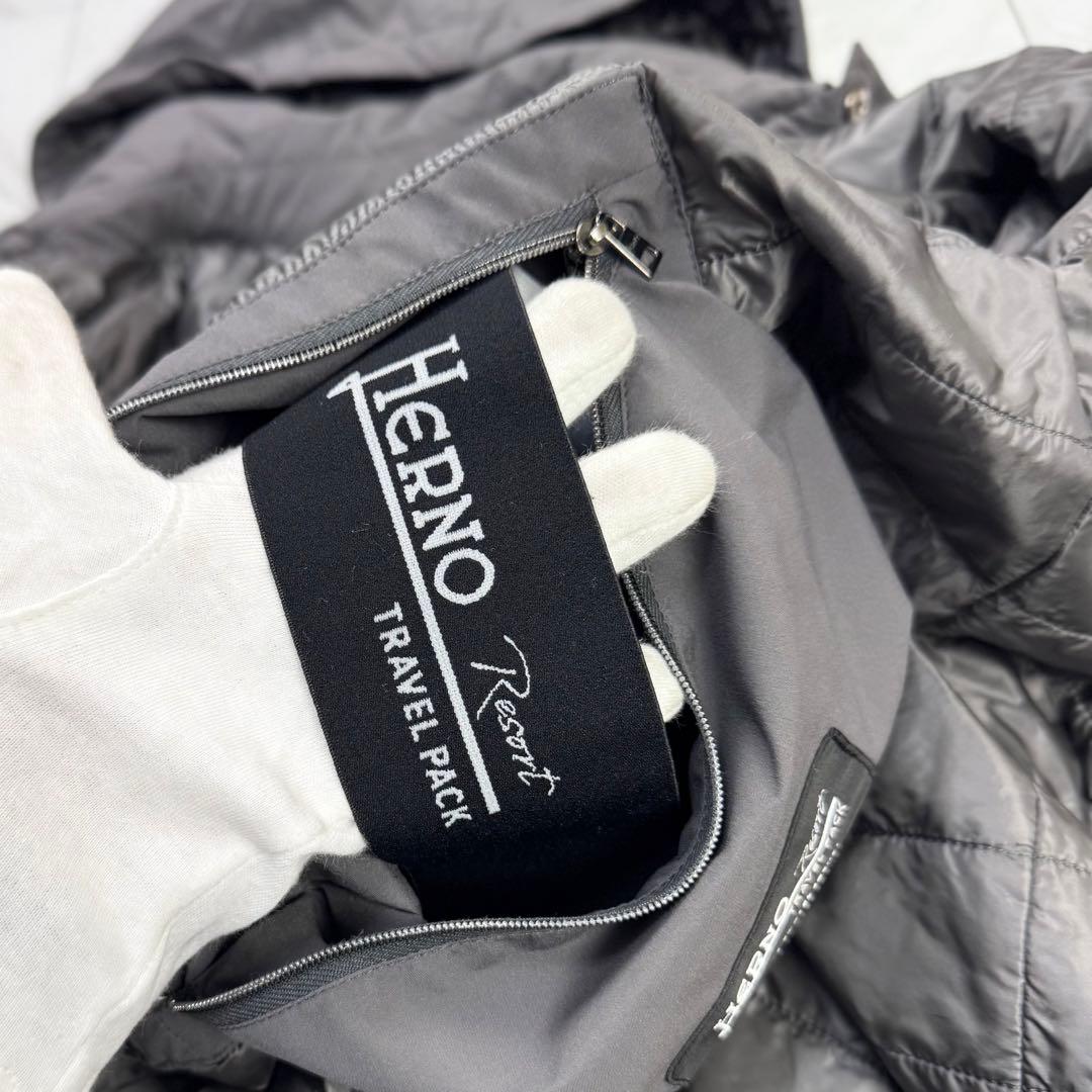 極美品 ヘルノ リゾート フード着脱可 ステンカラーコート グレー 46