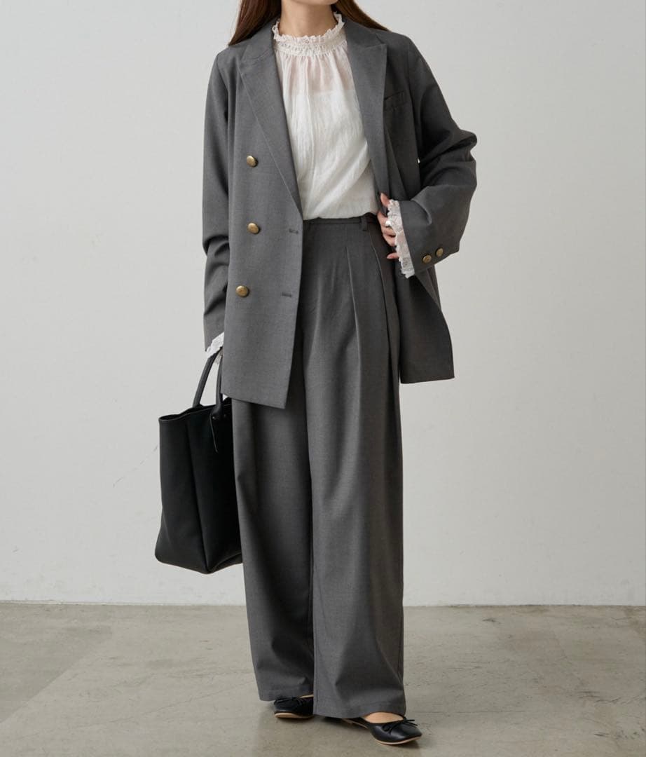 【ピュアルセシン】襟袖レースプチハイネックブラウス