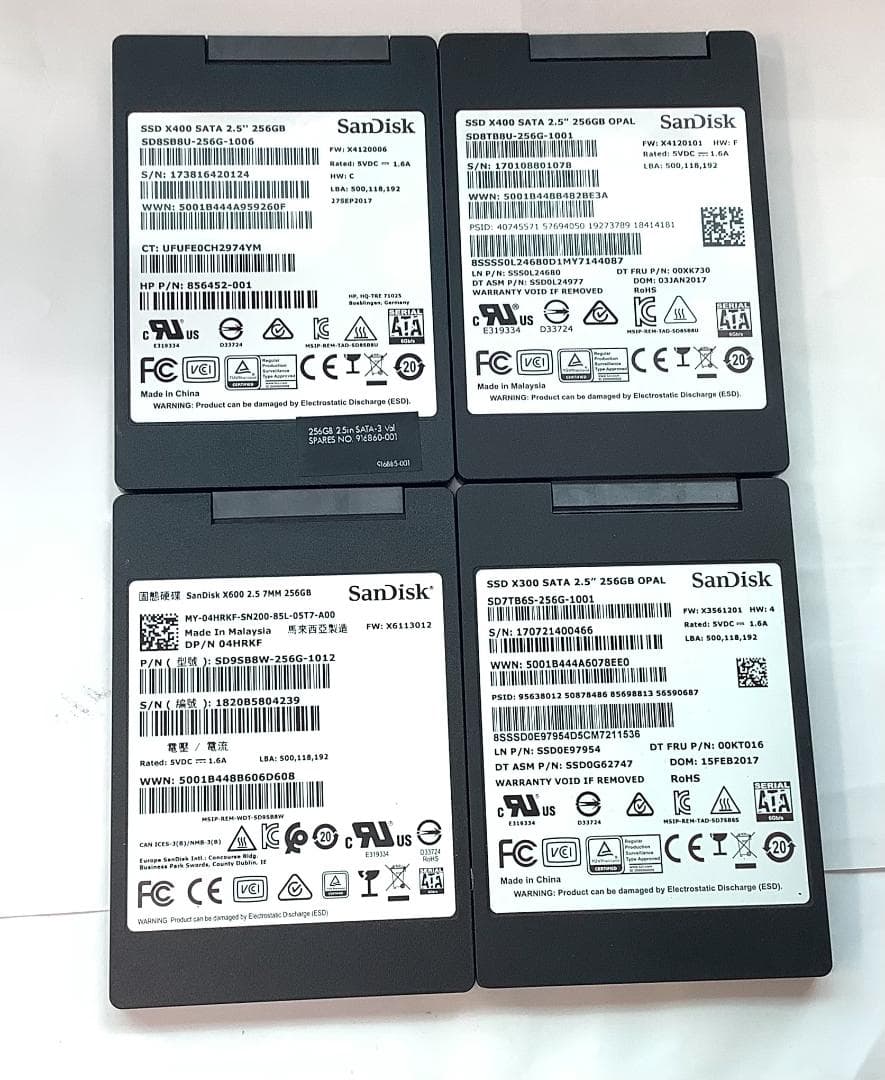 ③-W871-SanDisk SATA 256GB SSD 2.5 4点