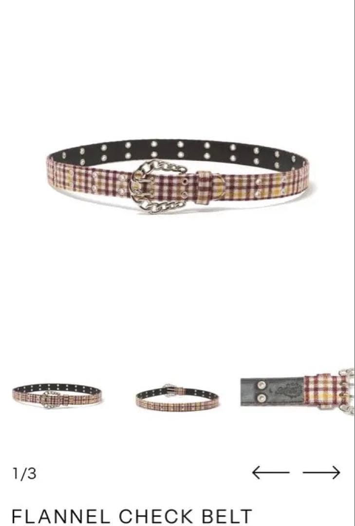 AFB FLANNEL CHECK BELT Mサイズ イエロー チェック柄