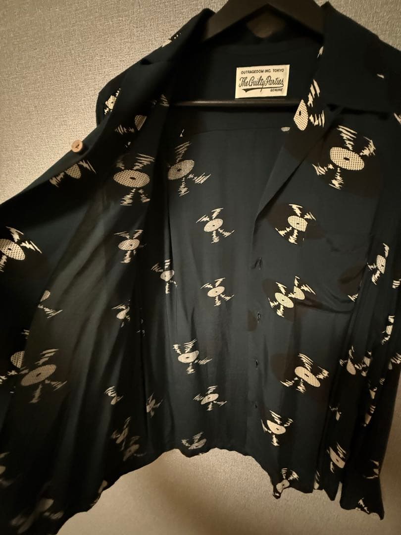 wacko mariaレコード シャツ 長袖 ネイビー