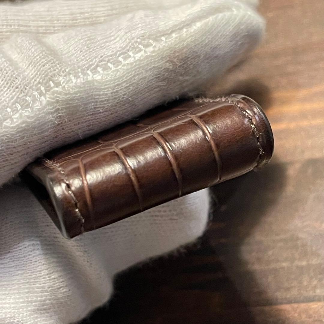 ダンヒル　dunhill クロコダイルレザー マネークリップ ダークブラウン