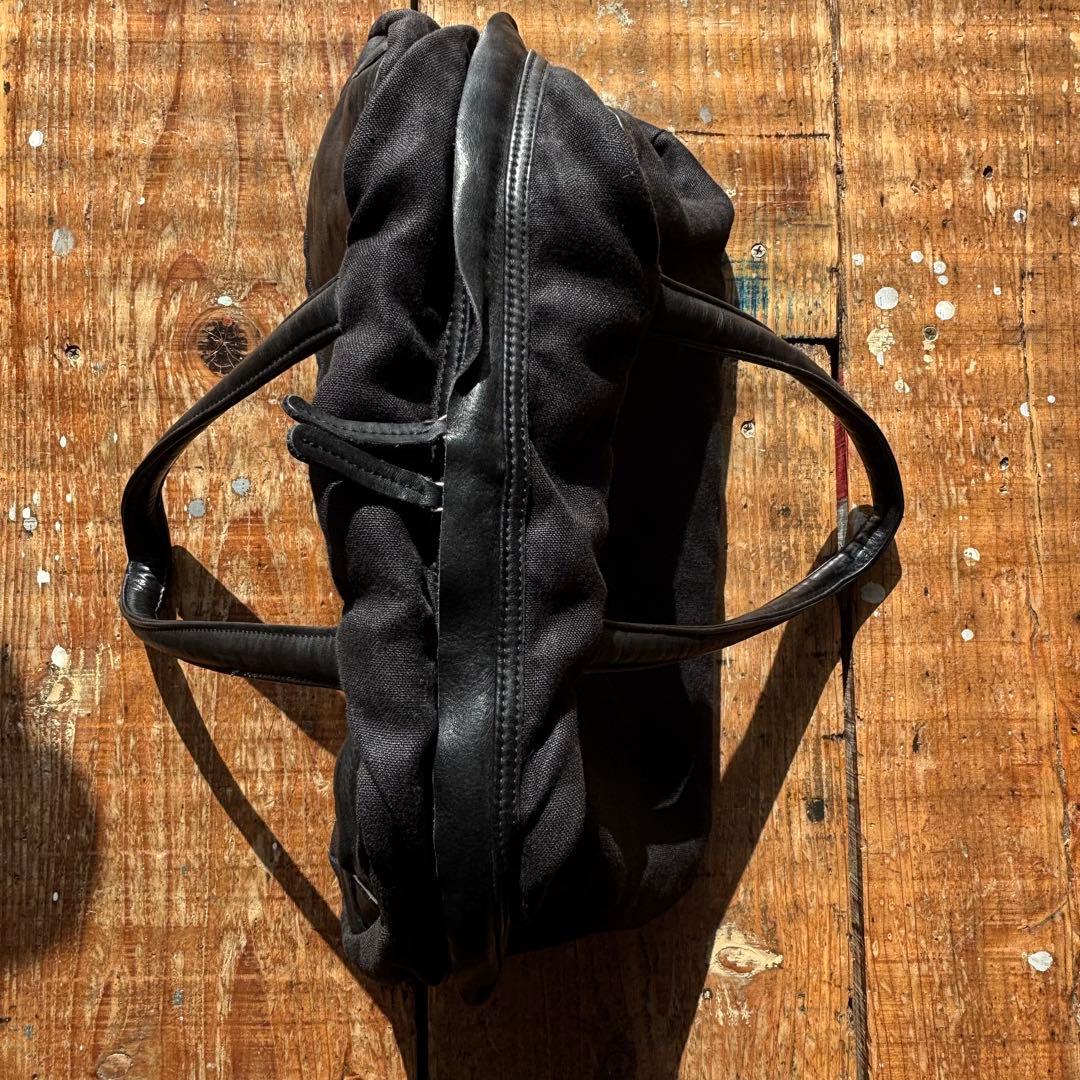 Y’s for Men 黒いレザーキャンバストートバッグ