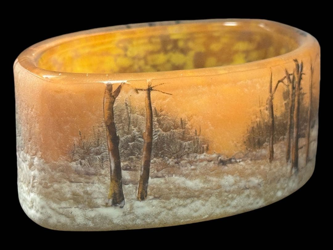 12cm ドーム ナンシー 冬景色 鉢 ボウル 美品 花器 アール ヌーボー