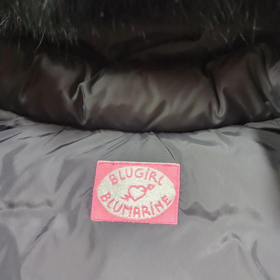 BLUGIRL BLUMARINE ファー付きフード ブラックダウンジャケット