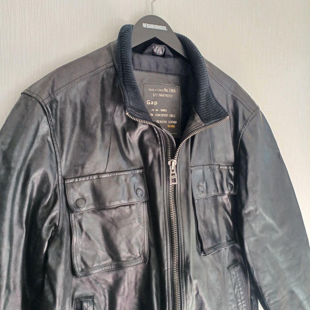 90's レザージャケット ギャップ　GAP 本革 XL ブラック