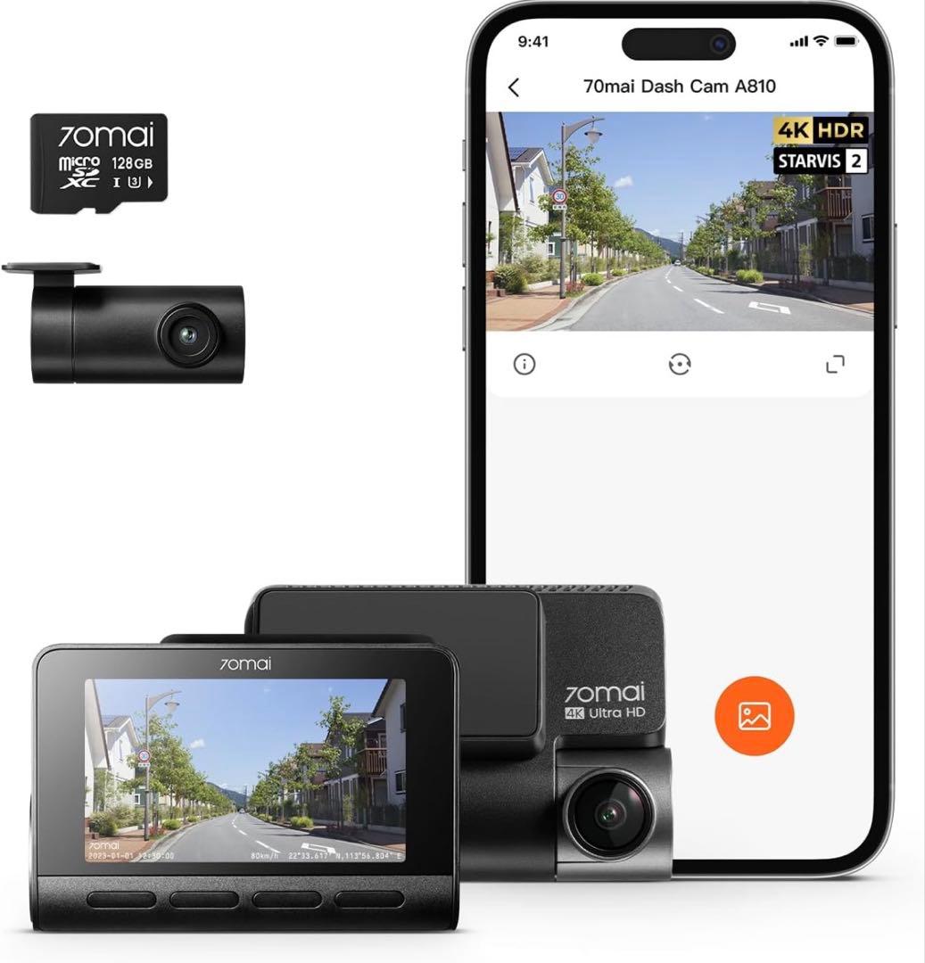 ドライブレコーダー 70mai Dash Cam 4k A810 SDカード付