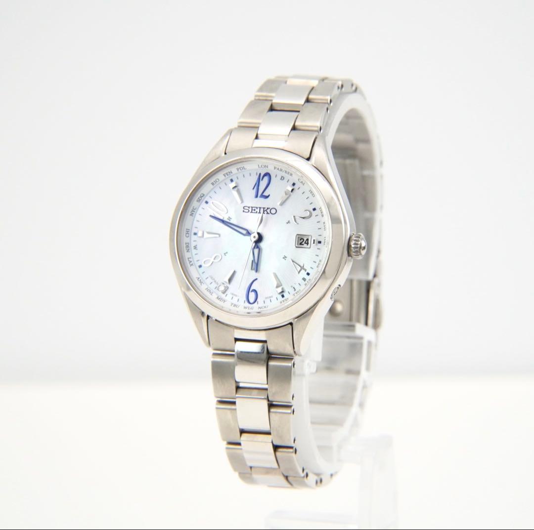 【美品】SEIKO ルキア 電波ソーラー 1Pダイヤ シェル文字盤 腕時計