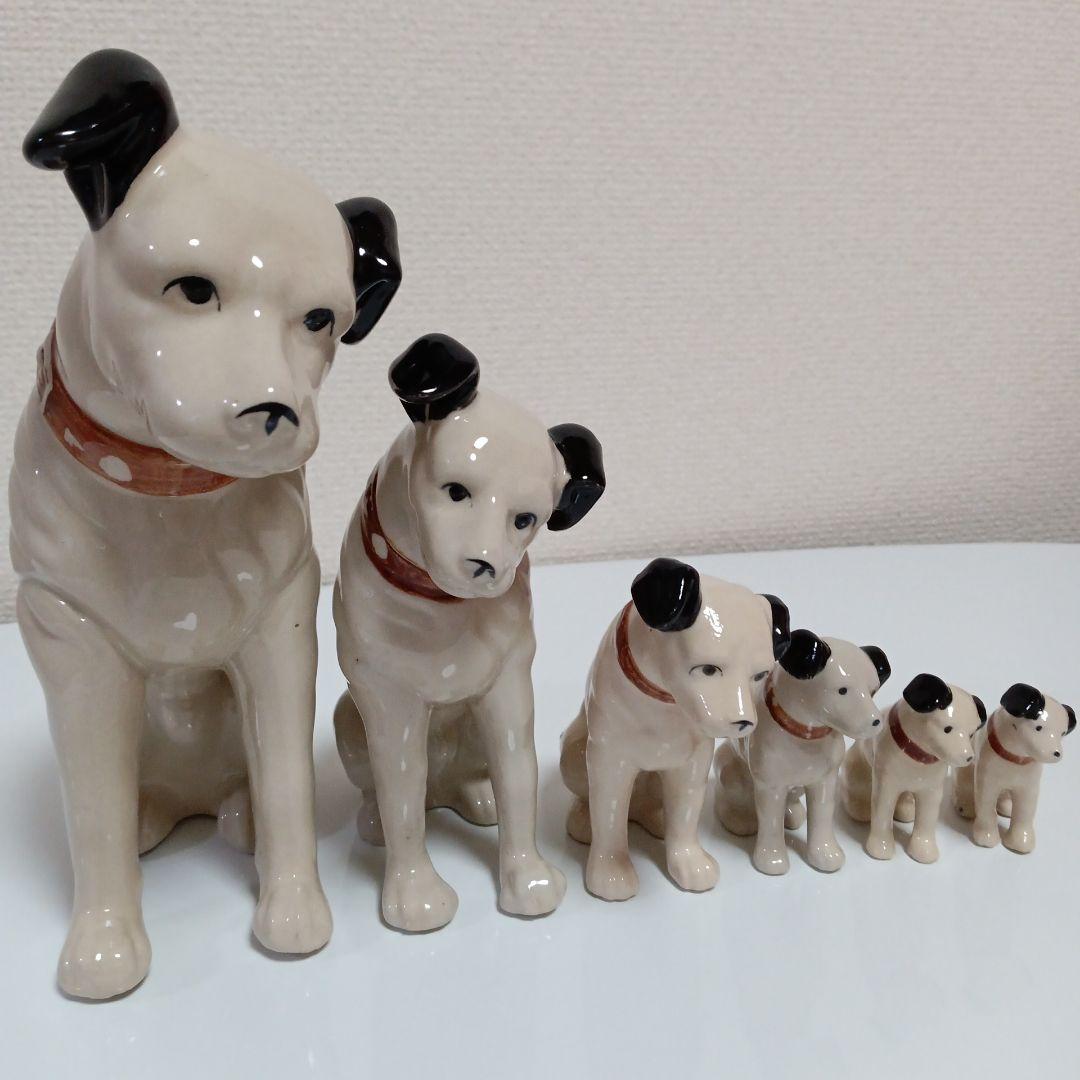 ビクター犬　ニッパー君　昭和レトロ　ヴィンテージ　陶器　置物　6体