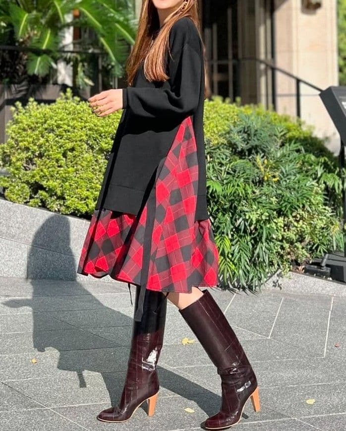 【美品】OBLI　24AW　ニットドッキングワンピース　レッド　完売品