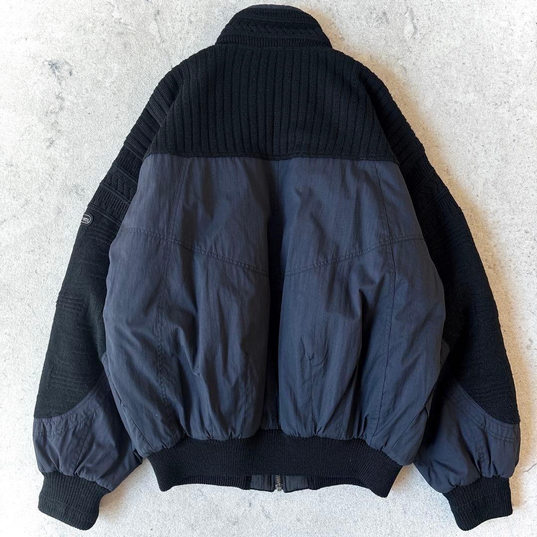 90s ピアスポーツ ウール ナイロン切り替え ドライバーズニット ジャケット
