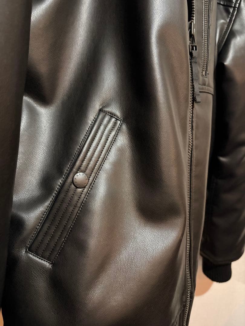 ALPHA INDUSTRIES フーデッドリブジャケット フェイクレザー