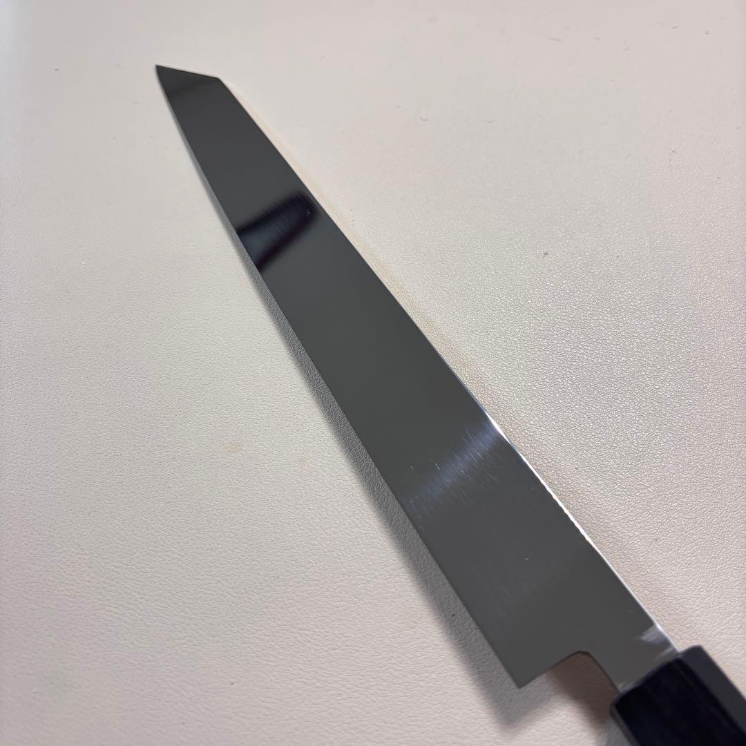 270mm 切付柳刃包丁 鏡面　天然木八角柄 刺身包丁 「全鋼」'+