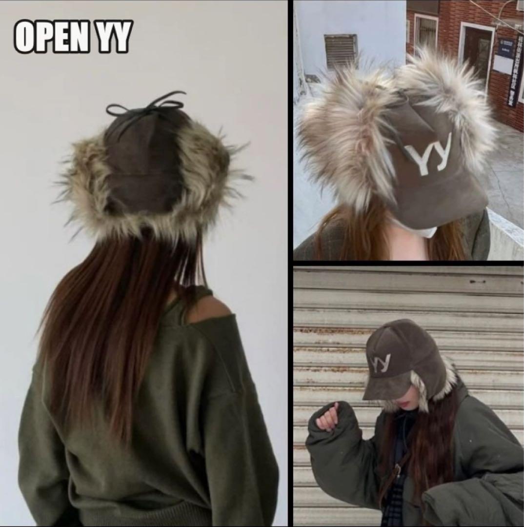 正規品open yy ファーキャップ