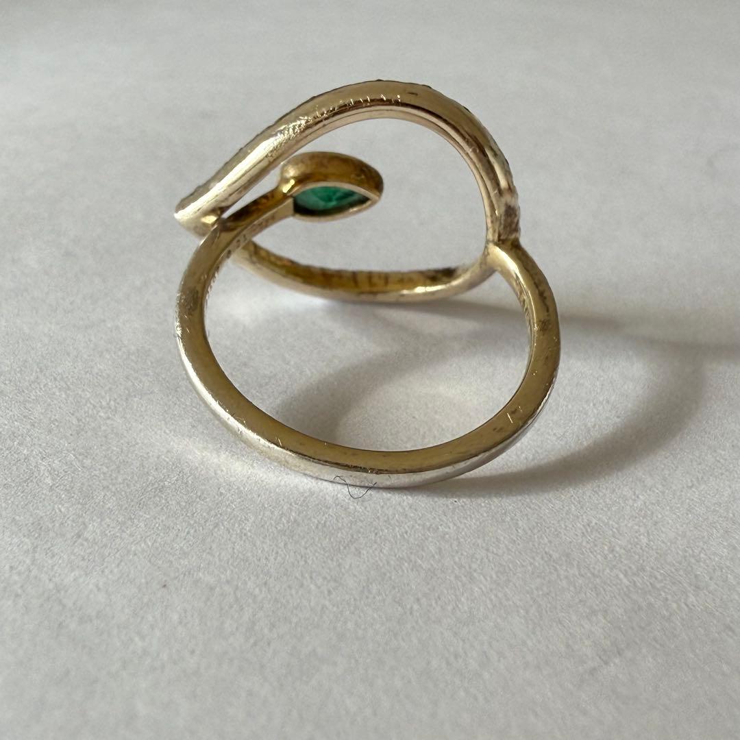 lotus エメラルドフラワーダイヤモンドリング　7号