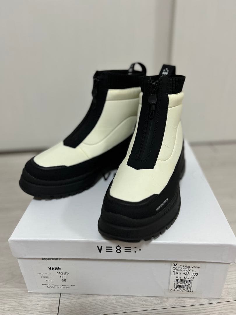 VEGE VG35 ホワイト/ブラック ブーツ 36 22.5 23