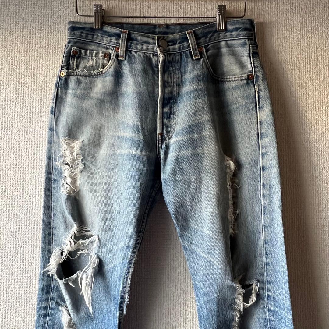 90s USA製 Levi’s 501 ゴールデンサイズ ダメージ　グランジ