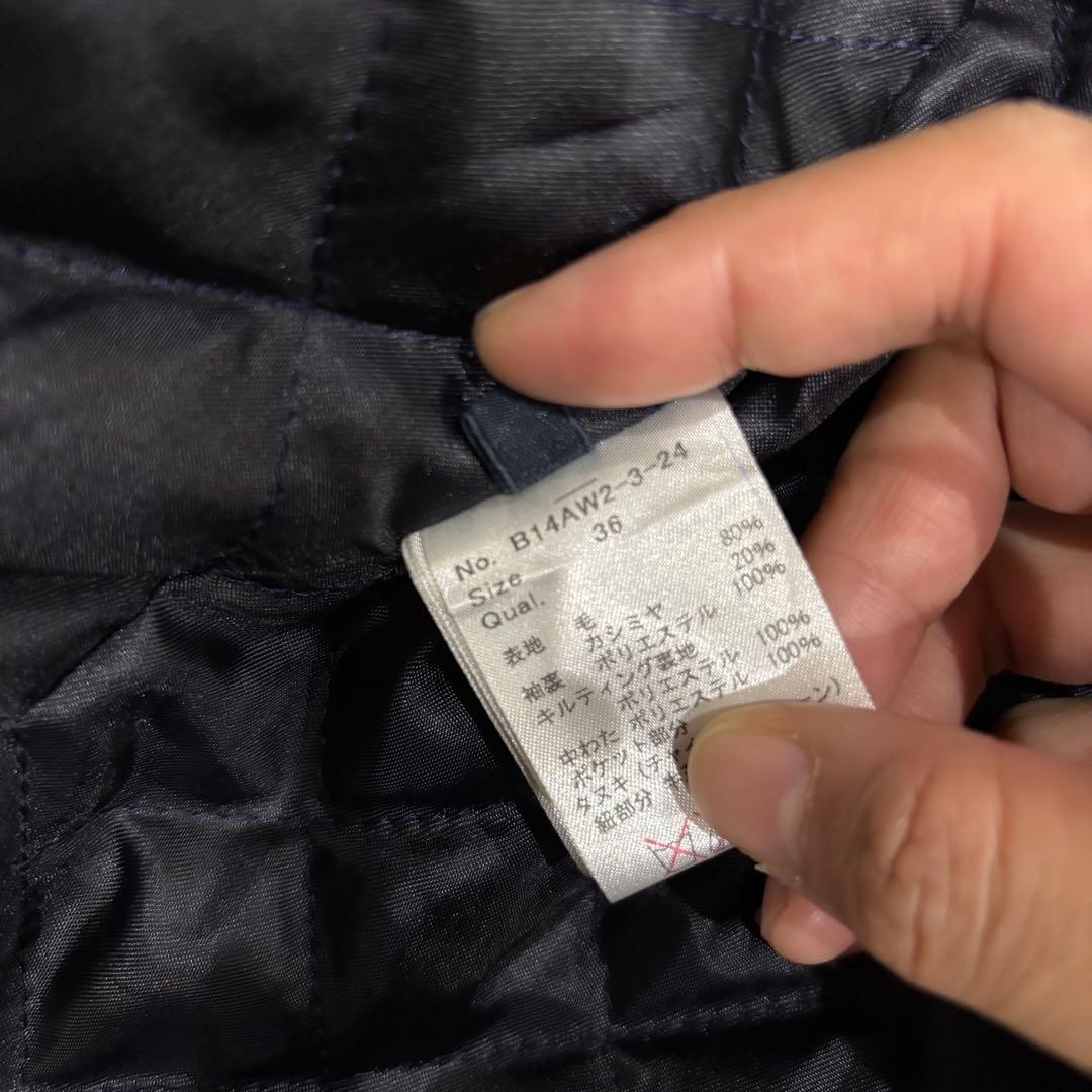 ボーダーズアットバルコニー ダッフルコート　カシミヤ混　ネイビー