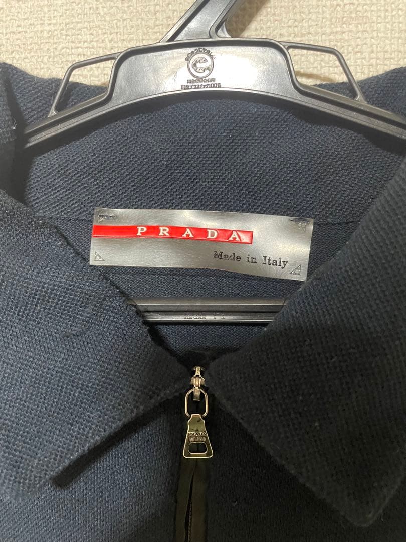 prada sporネイビー ジッパー付き長袖シャツ