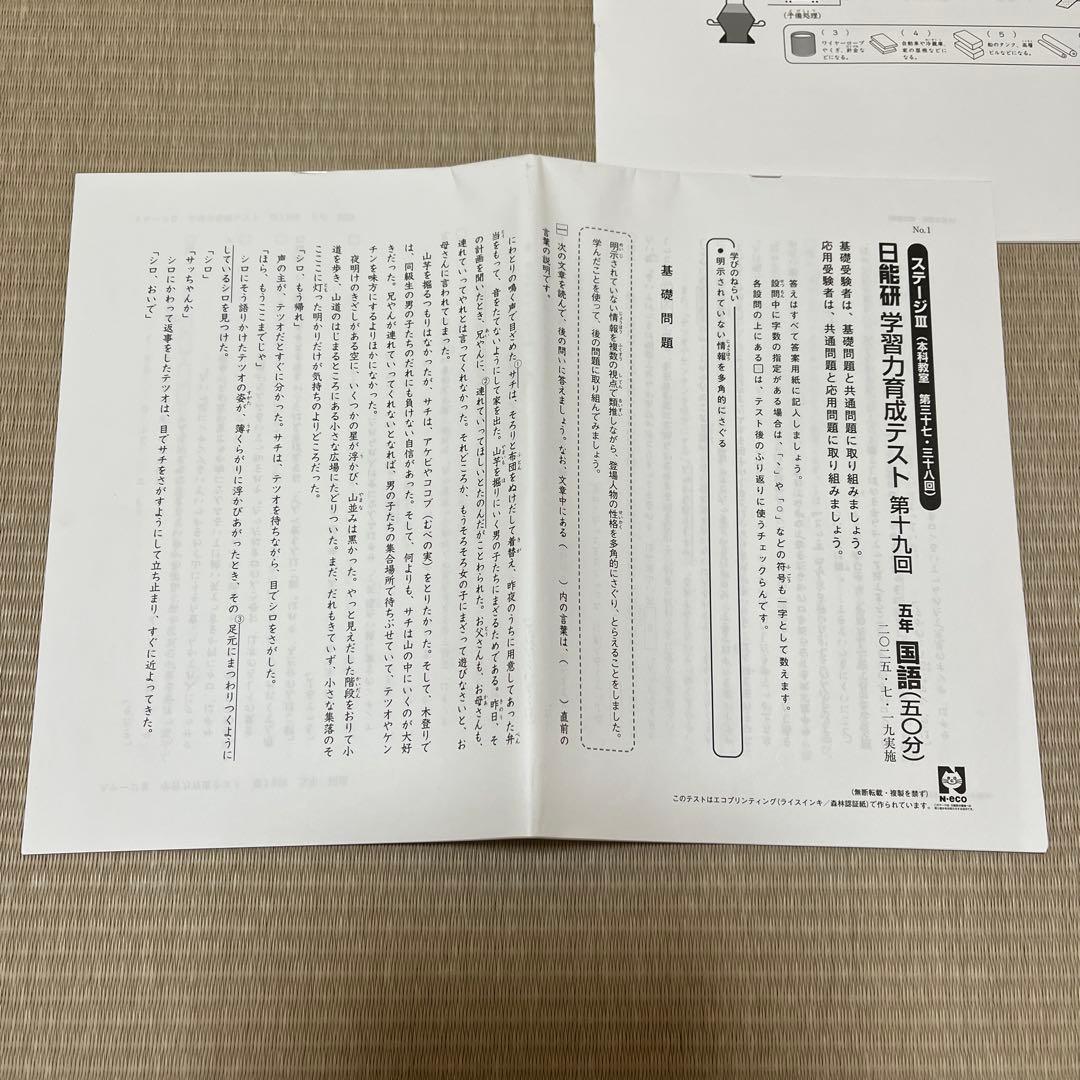 2025年 日能研 5年 ステージⅢ 育成テスト