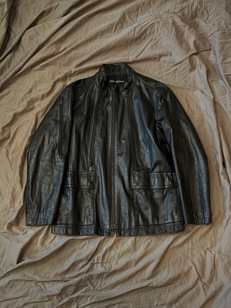00s archive issey miyake ギミックレザージャケット 黒