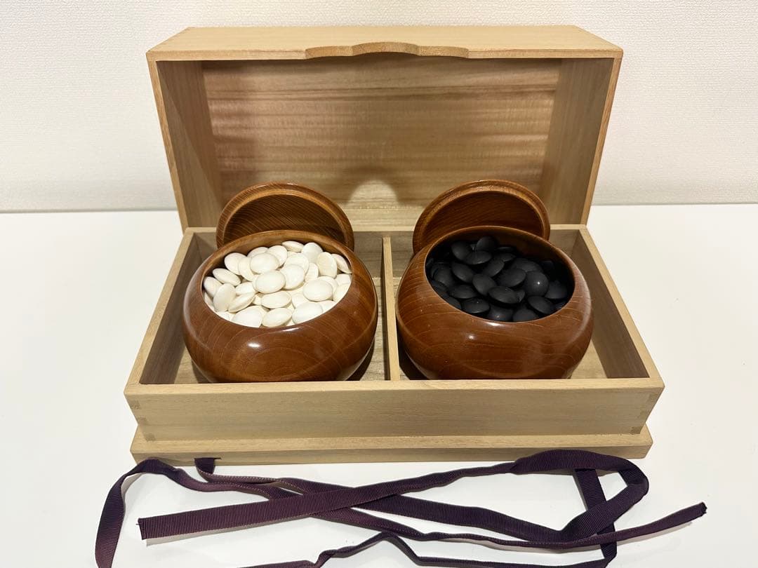 碁石　蛤　9mm 碁笥、碁器箱付き