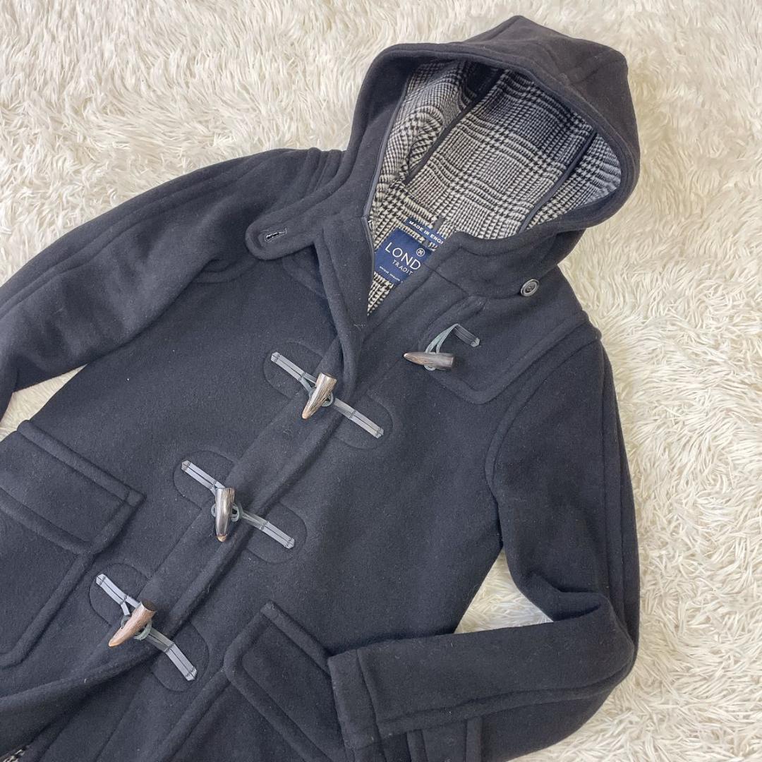 美品✨着丈113cm★ロンドントラディション ダッフルコート フード ブラック