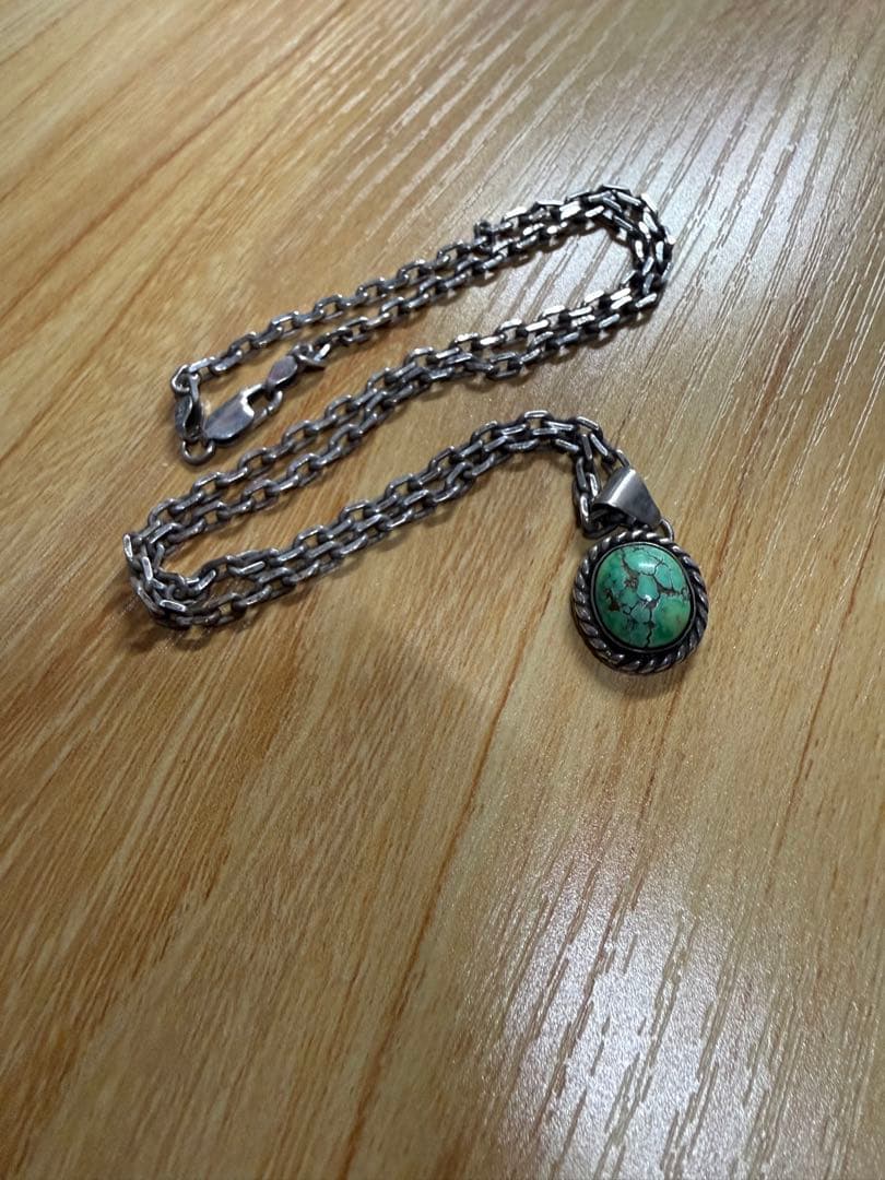 ターコイズ　キャリコレイク　ペンダントトップ　チェーン　スターリングシルバー